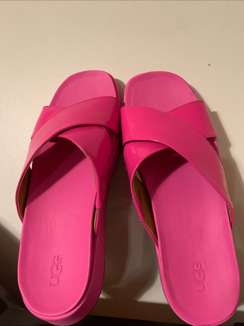 UGG Women's Bright Pink Crisscross Slide Sandals